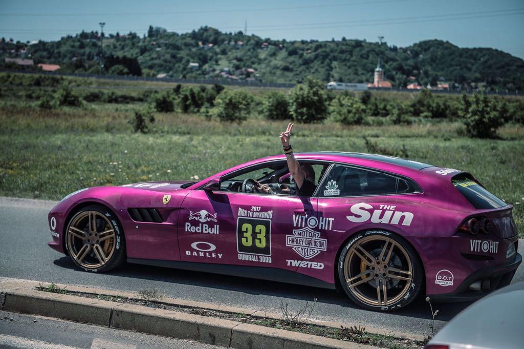 Sun-sponsored Gumball 3000 supercar on European tour