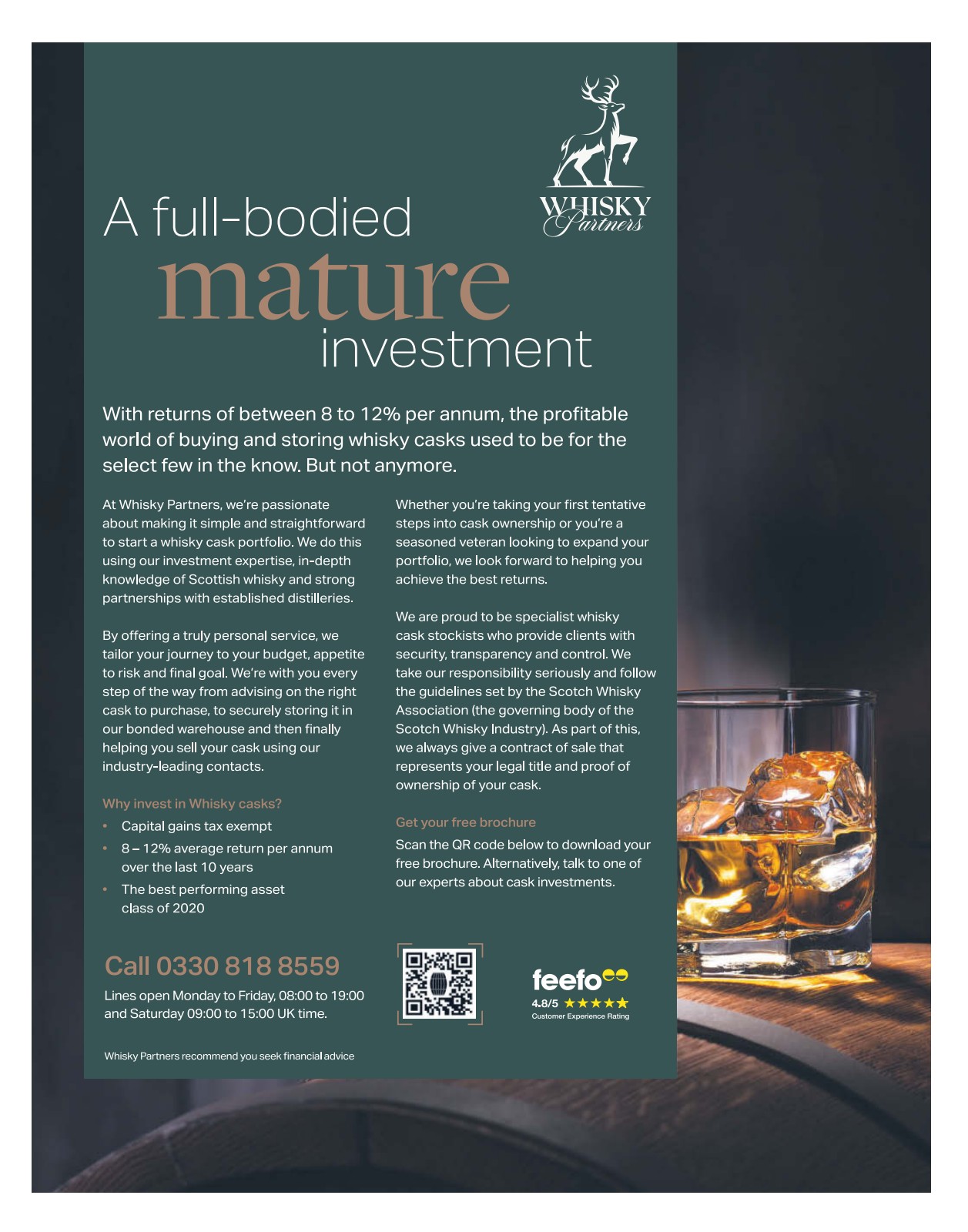 Full-page newspaper ad for Whisky Partners